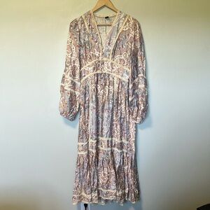 Anewsta Prairie Floral Bohemian Maxi Tier Dress